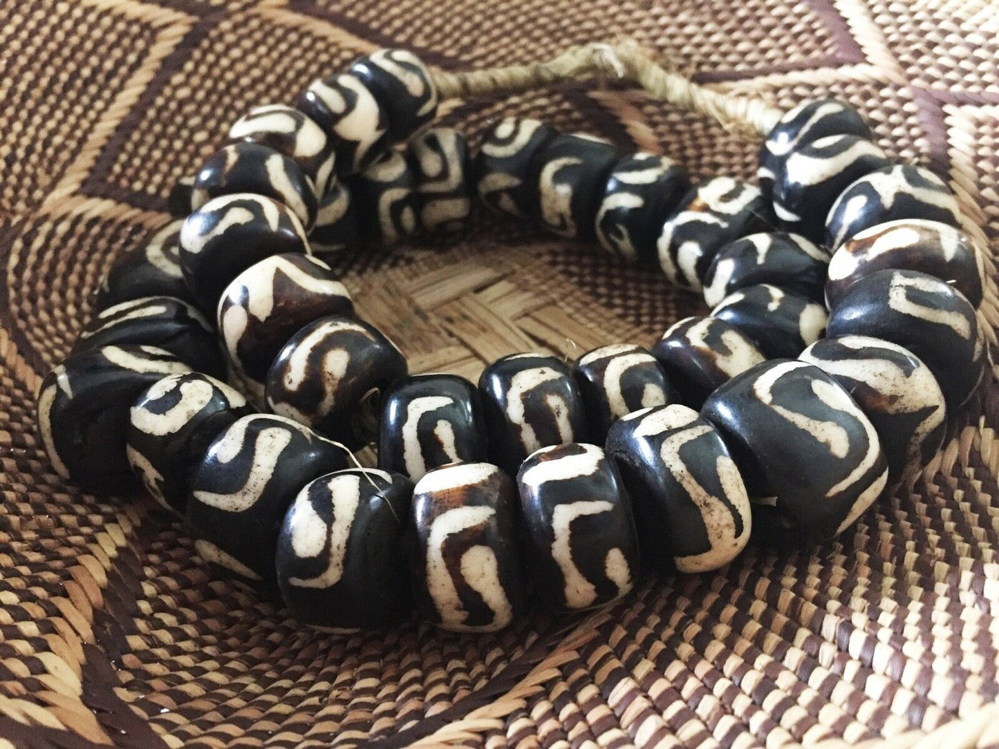 #586 African Jumbo Bone Trading Beads 28" L