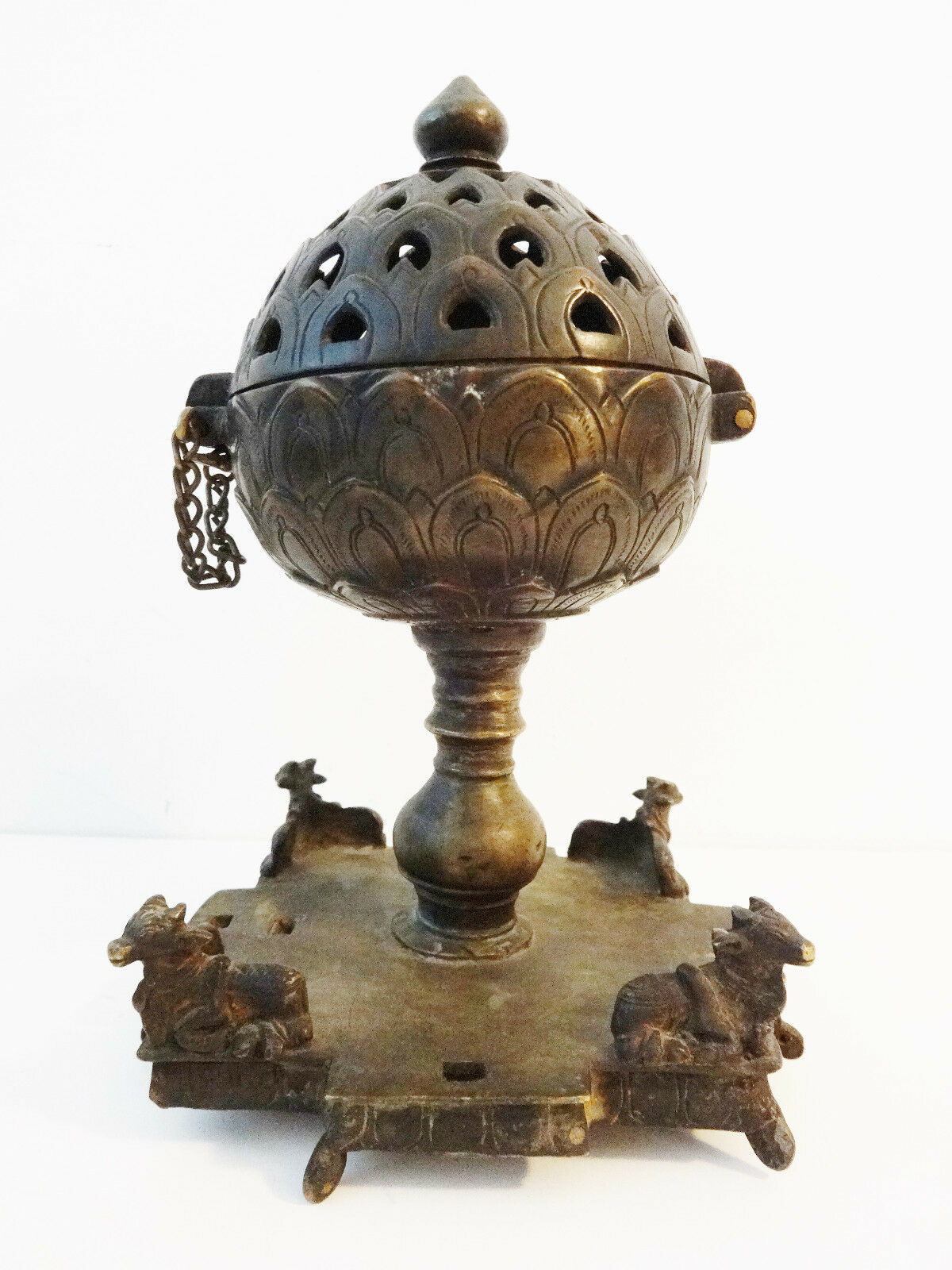 #989 Superb Rare 19th C Bronze Incense Burner India