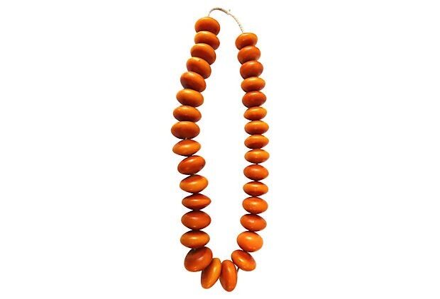 #591 Jumbo African Currency  32 Amber Beads Nigeria