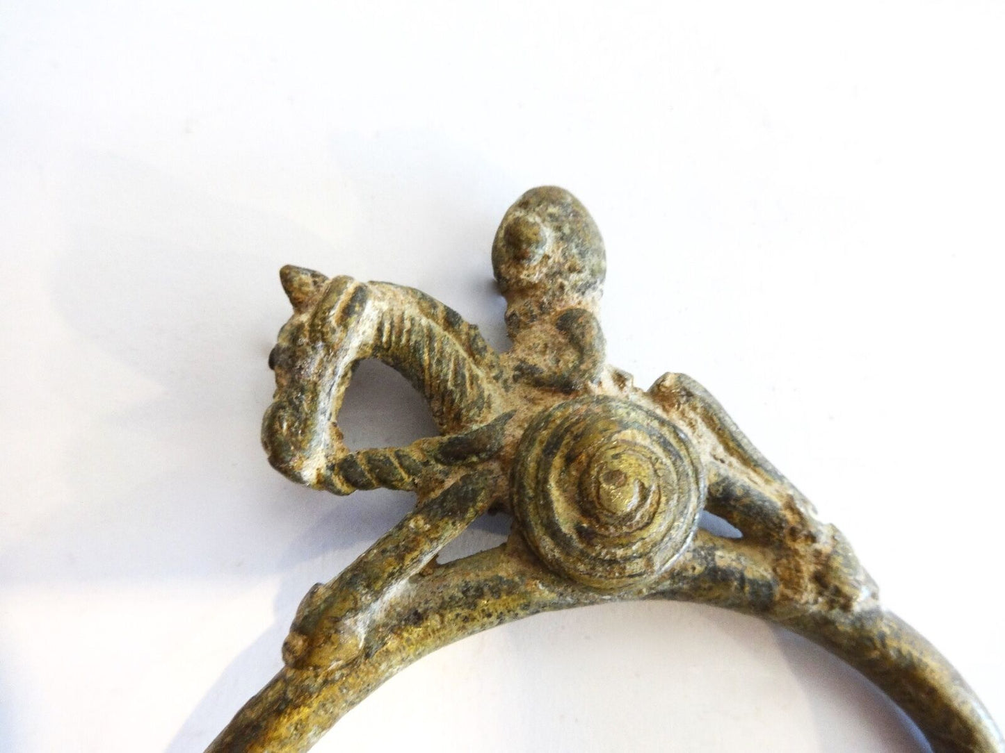 #1961 African Dogon bronze Bracelet w/ a horseman/ equestrians figure Mali Gold Weight