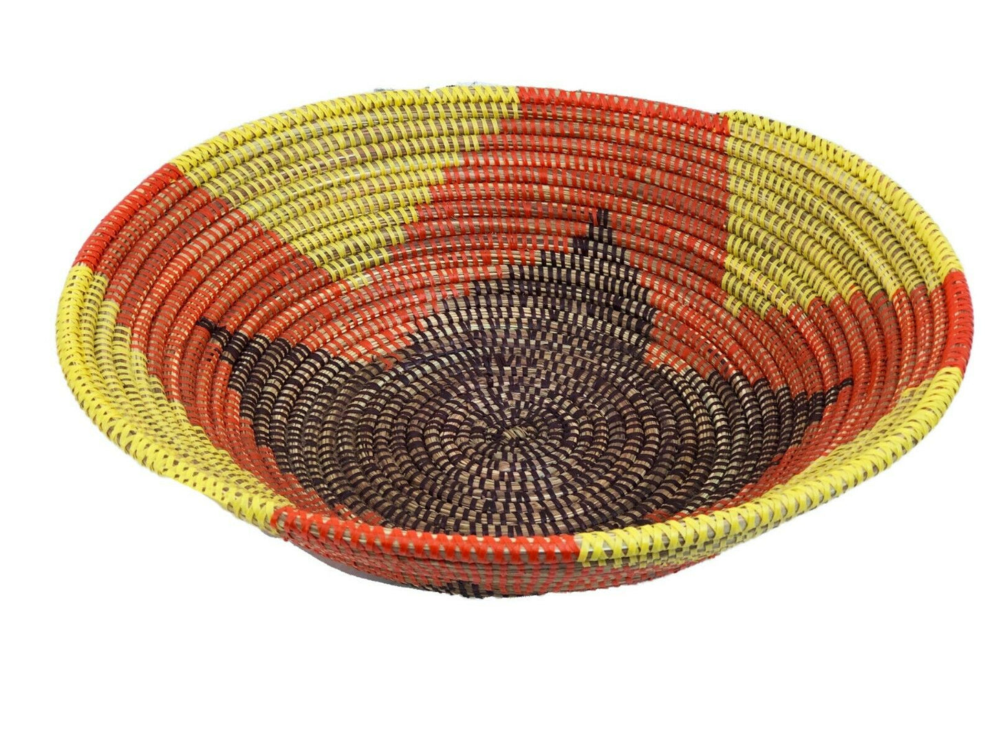 #510 Handmade Woven Wolof Basket From Senegal 16.5" in Diameter