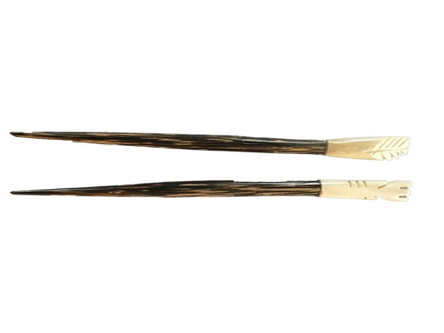 #2000 Ethnic Coconut Wood and Bone Hair Pins S/2