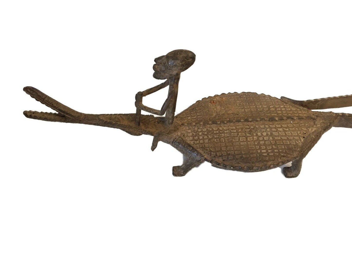 #738  Dogan Bronze   Figure Riding a crocodile  , Mali.18.5 " W