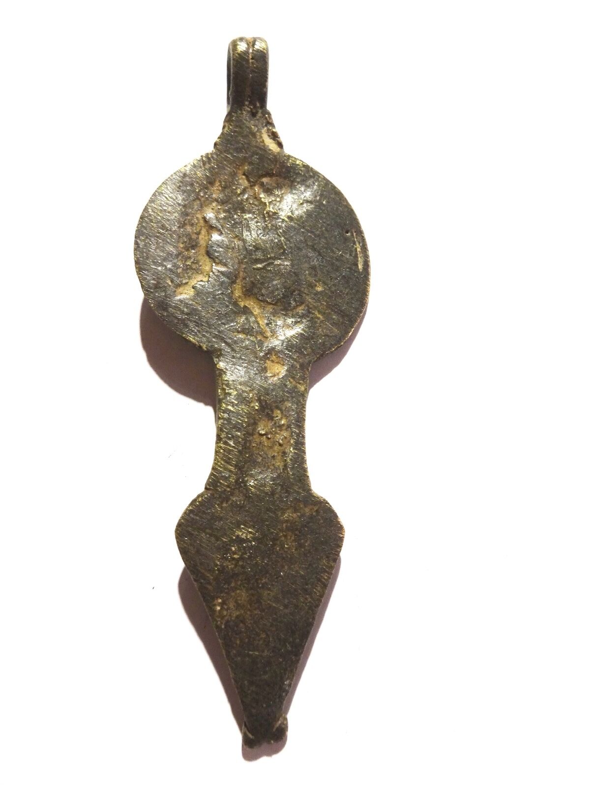 #2133 Superb Gan Bronze Amulet Pendant of Ornate Serpent Burkina Faso 4" H