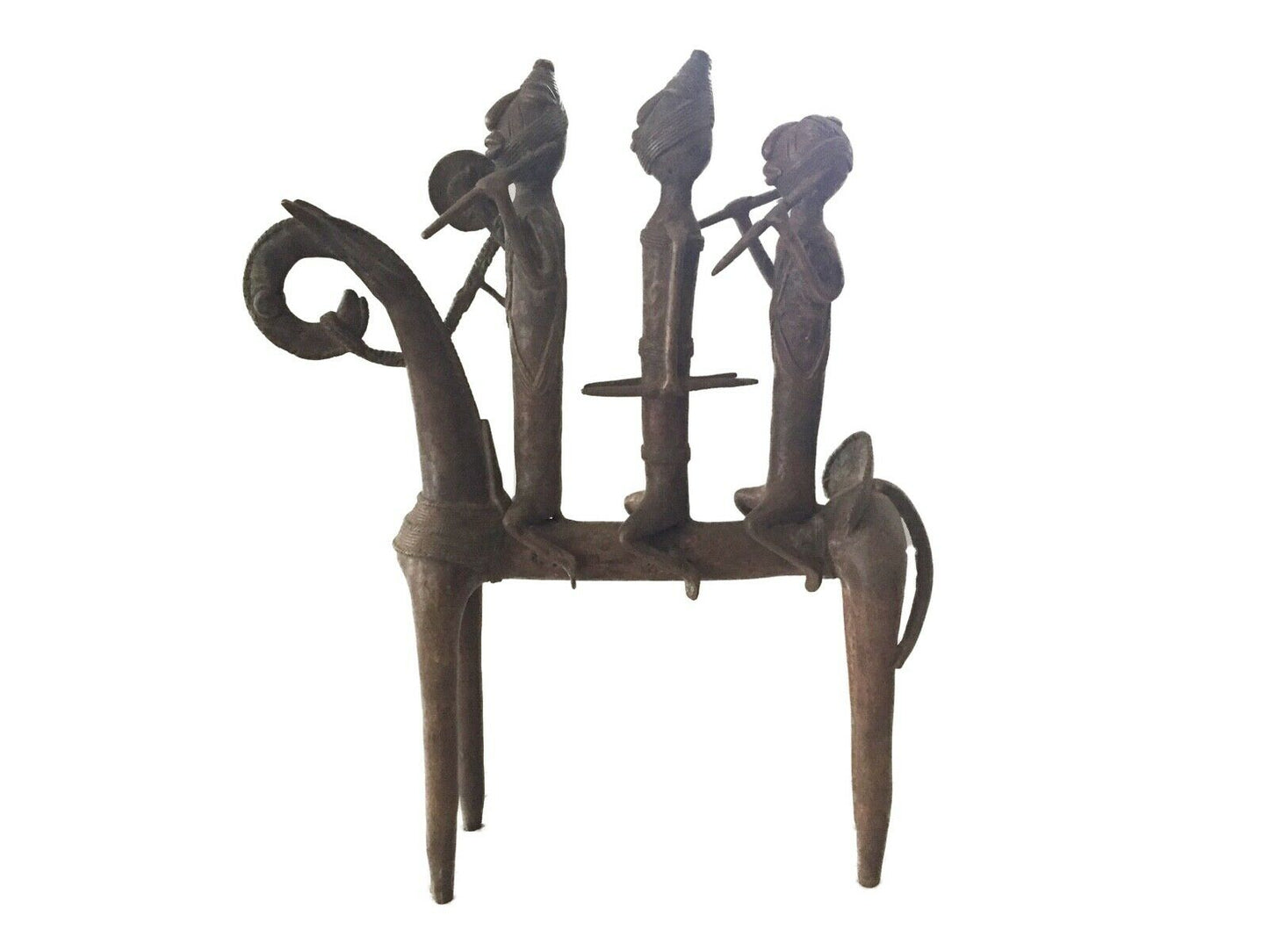 #1996 LG African Dogon Bronze Horse W/Companions 21.5" H by 18"W