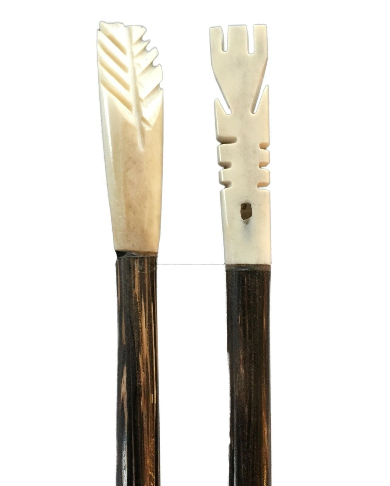 #2000 Ethnic Coconut Wood and Bone Hair Pins S/2