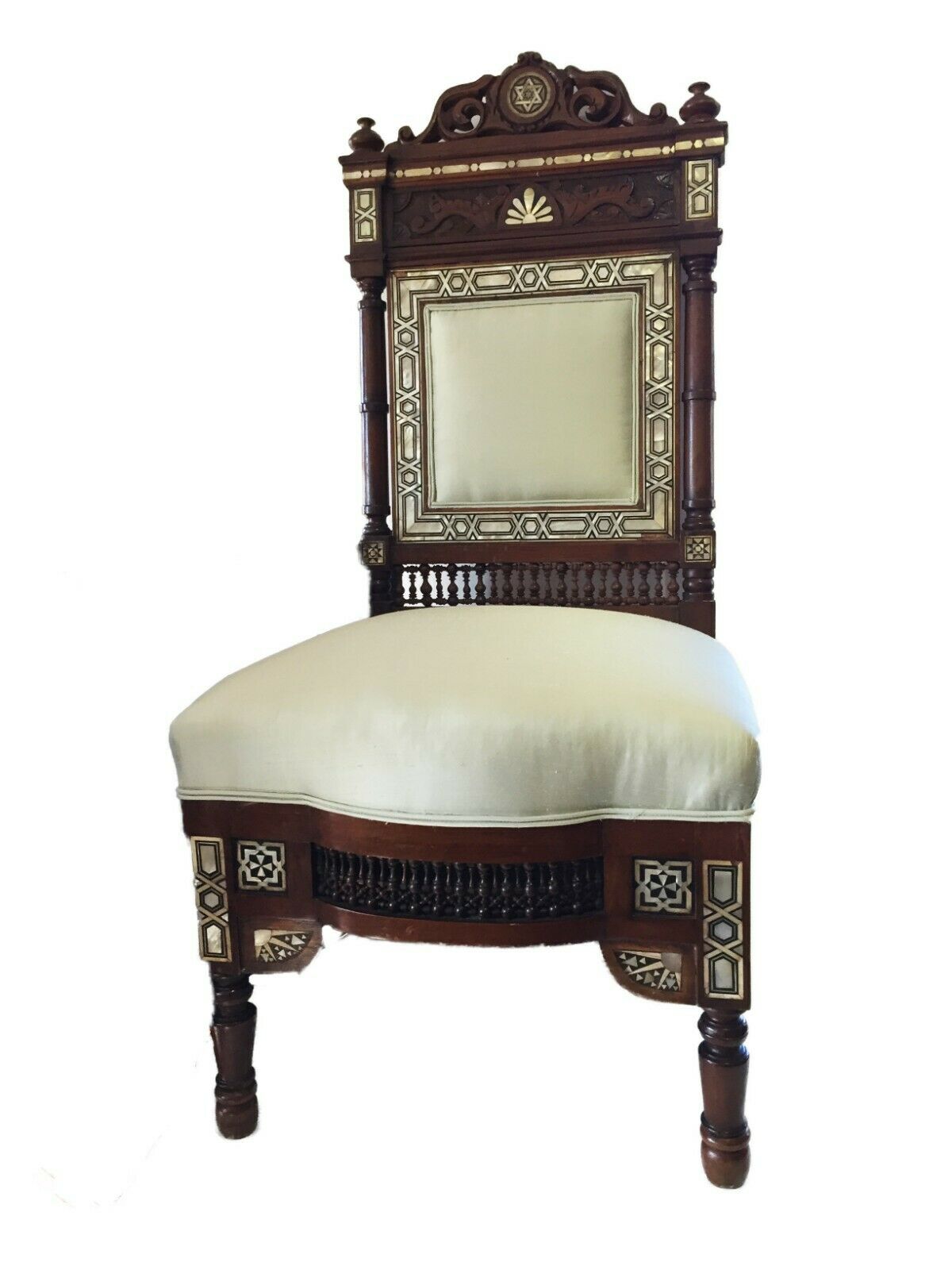 #1752 Museum Quality 19th C Moorish/Middle Eastern chair 41" H