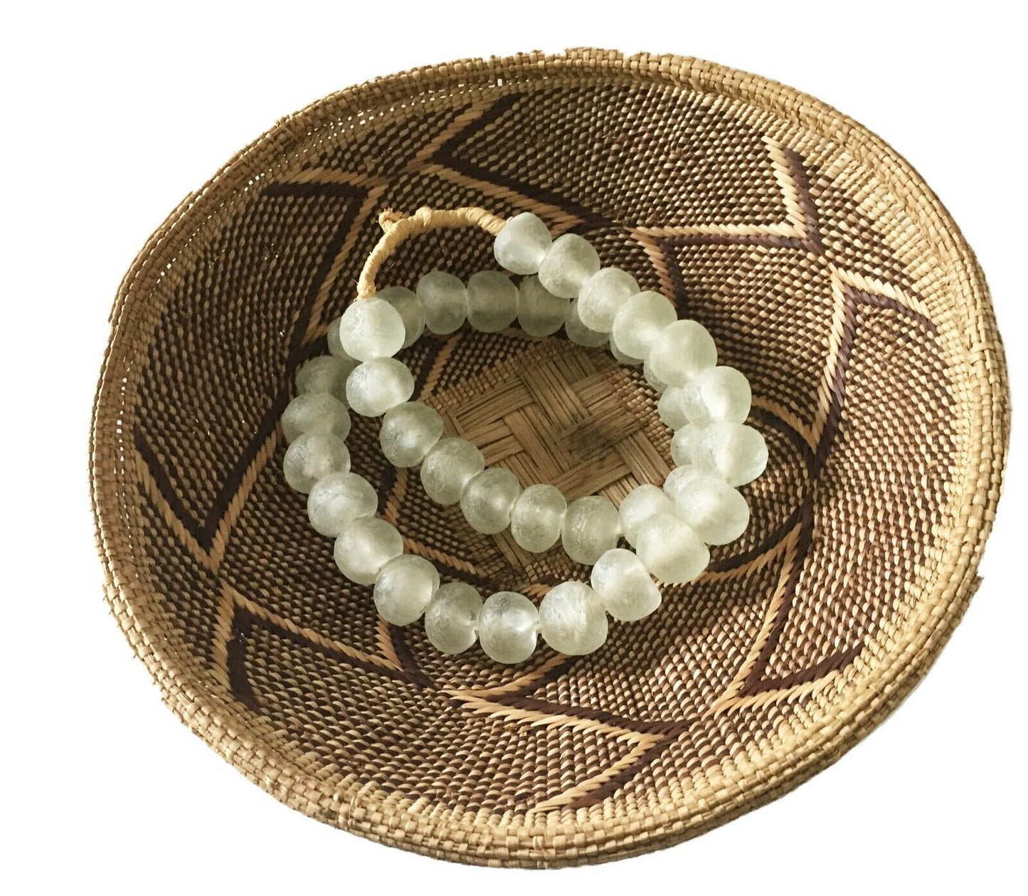 #587 African Jumbo GlassTrading Beads Necklace