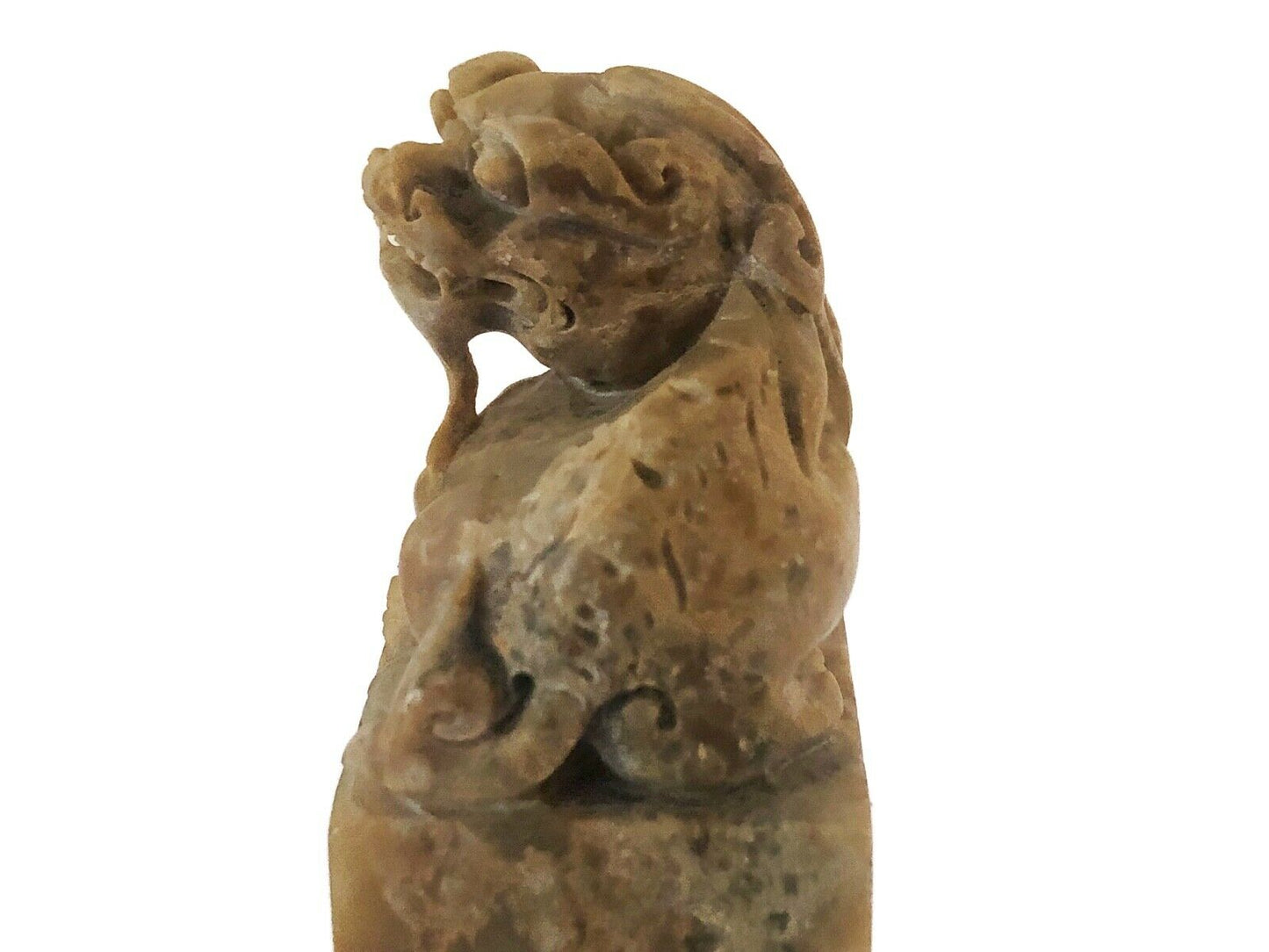 Superb Chinese Soap Stone Ink Stamp Seal W/ Foo/Fortune Dog 3.5" H