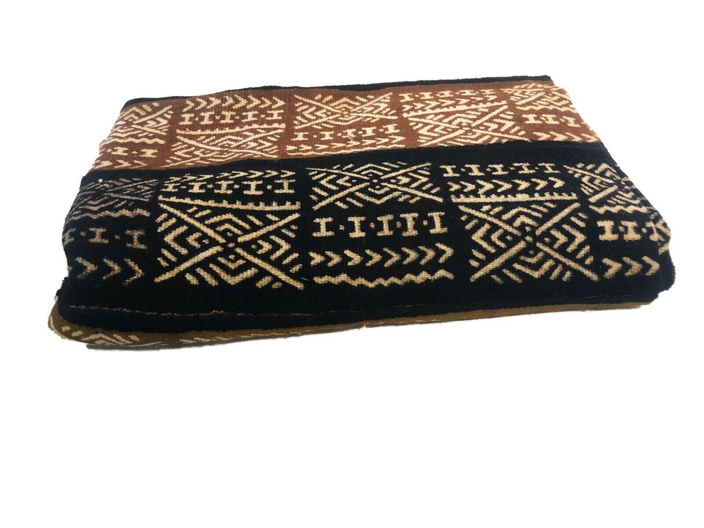 Superb Bogolan Mali Mud Cloth Textile W/ Bone Trade Beads 40" by 60" # 295