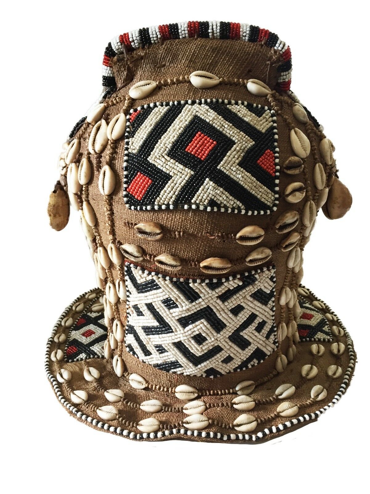#1416 Stunning Kuba Royal Head Mask Congo Africa 13" H