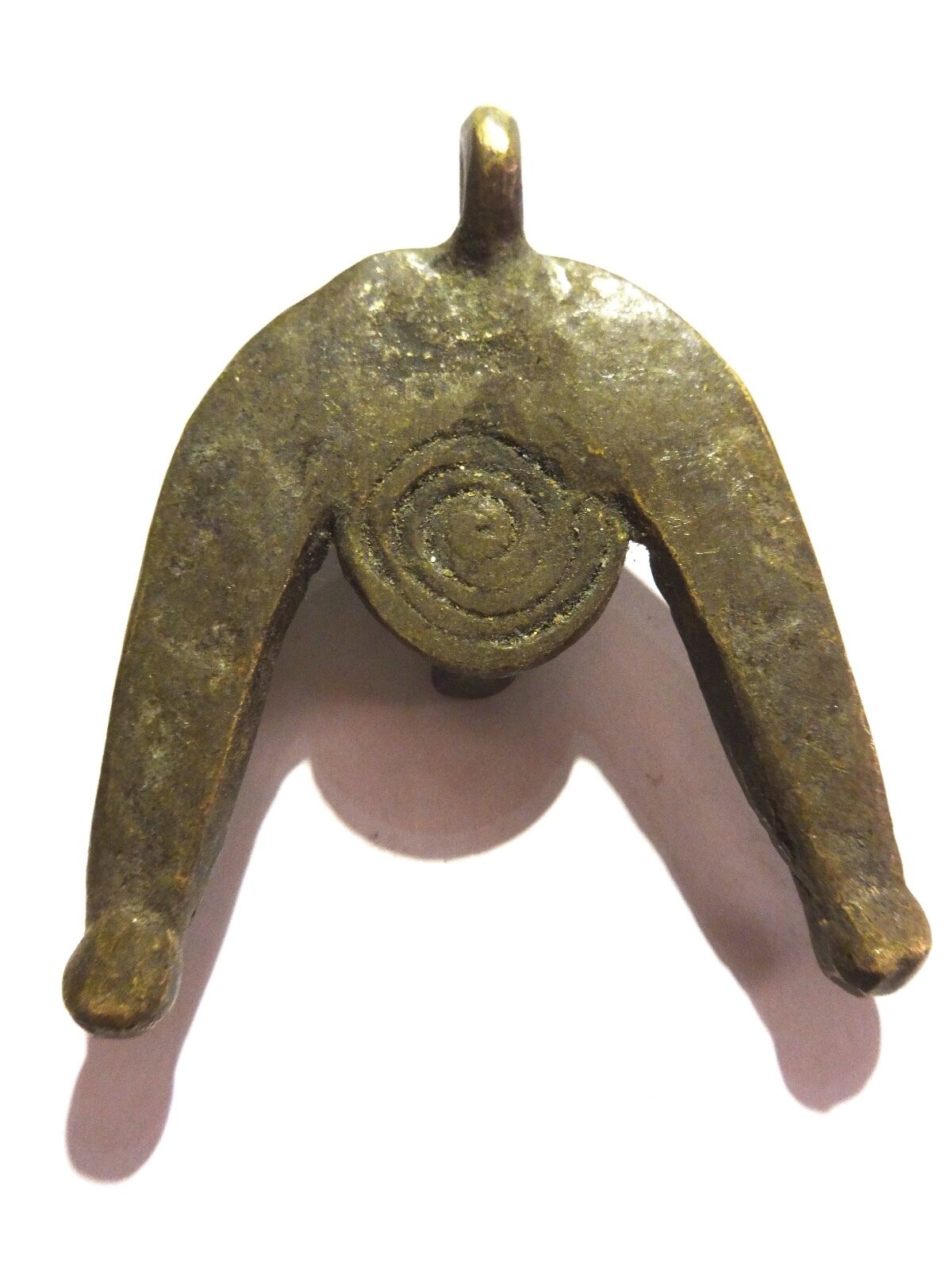 #2131 Superb Gan Bronze Amulet Pendant of Ornate Bird Burkina Faso 2.5" H