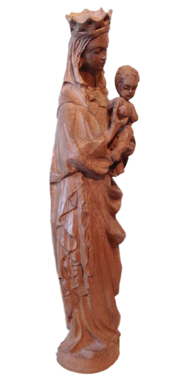 #190 Old circa 1950 Santos Crowned Virgin Mary/Madona Holding Baby Jesus