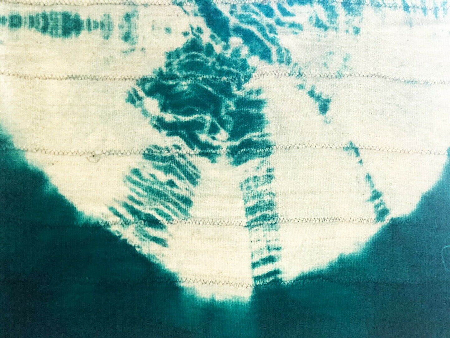 African Emerald Green & White Mud Cloth Textile Mali 40" by 60" # 296