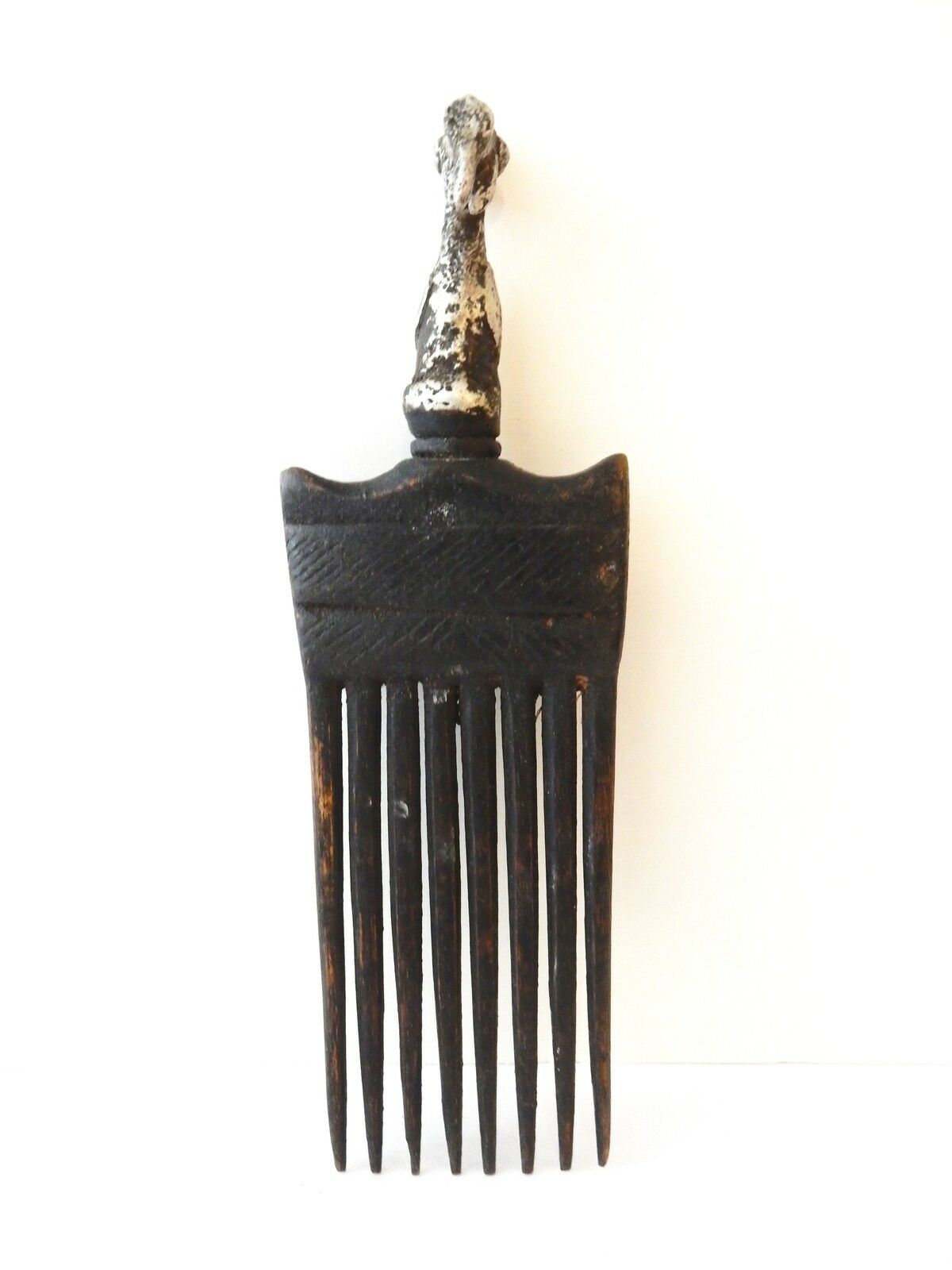 #1955 African Baule I.Coast Comb W/ Bird Head Sculpture