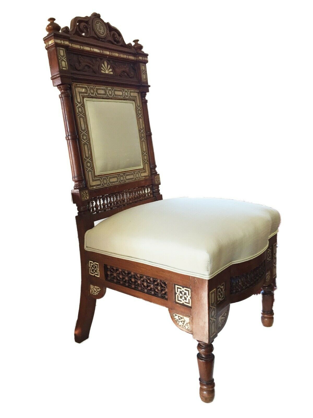 #1752 Museum Quality 19th C Moorish/Middle Eastern chair 41" H