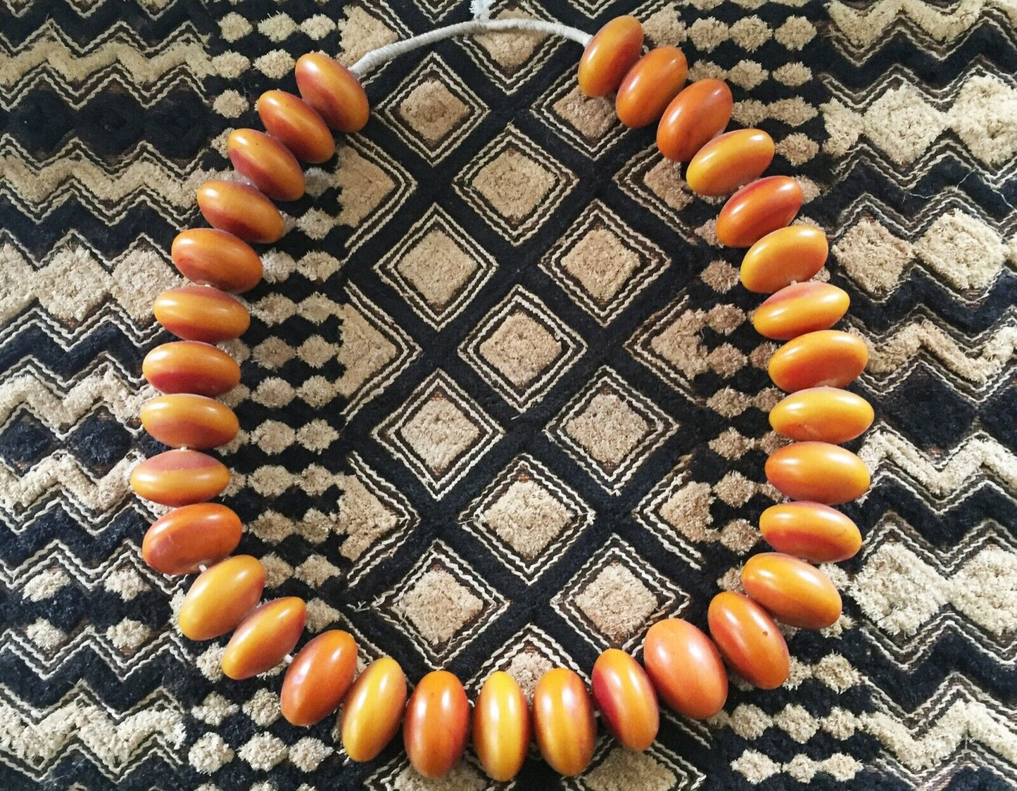 #591 Jumbo African Currency  32 Amber Beads Nigeria