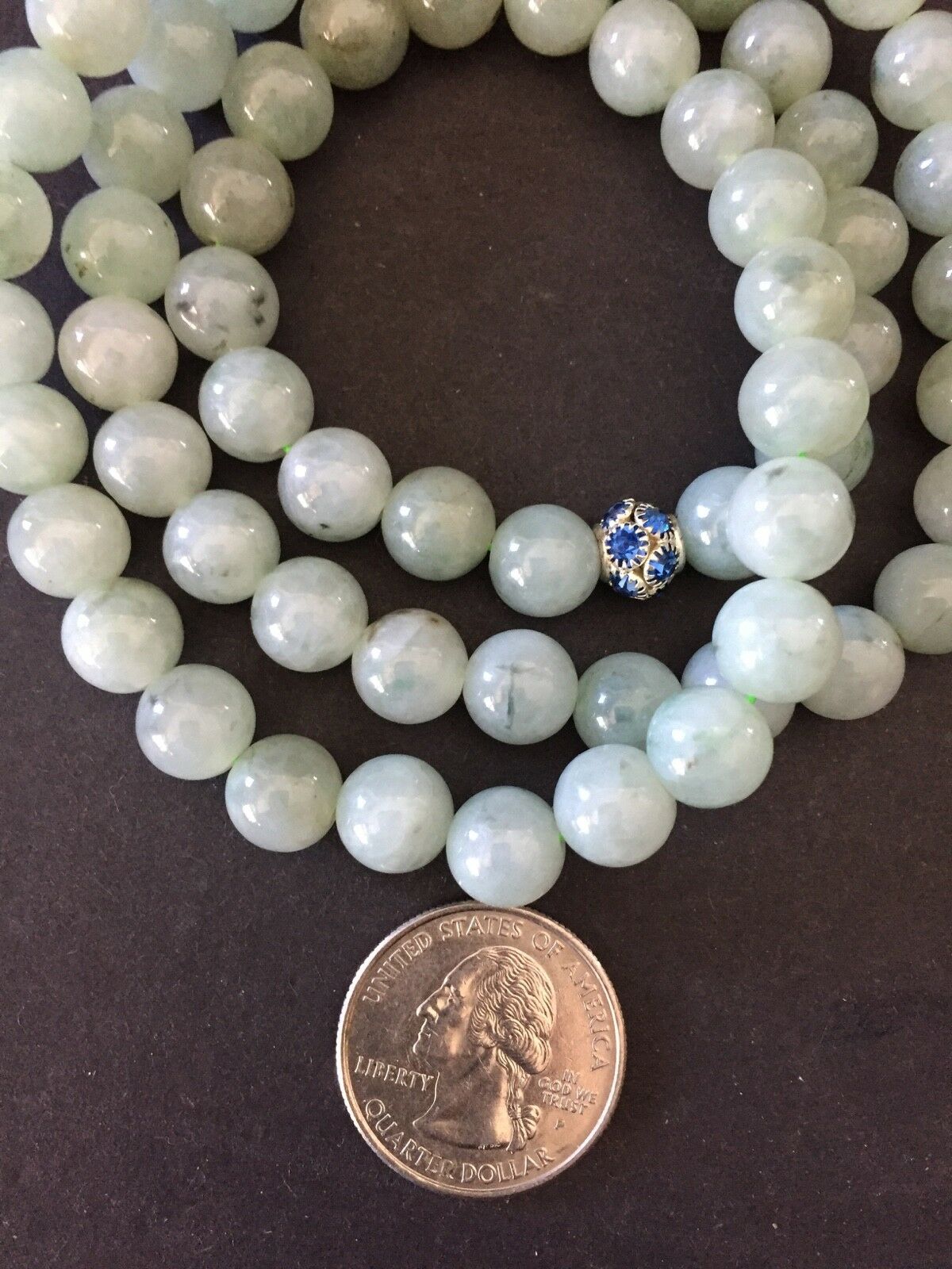 #1687 Superb  Jadeite Jade  Necklace 68 beads