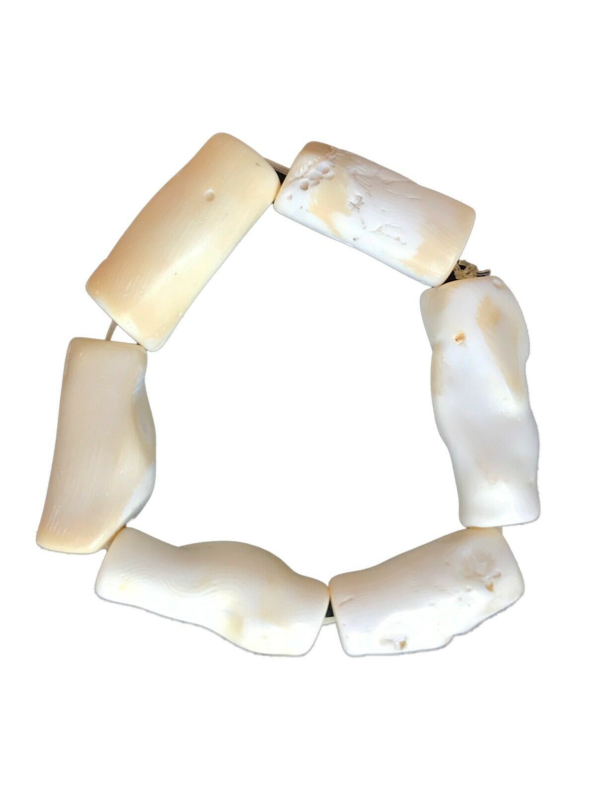 Superb Trade African Natural white Coral 6 Lg Beads Bracelet