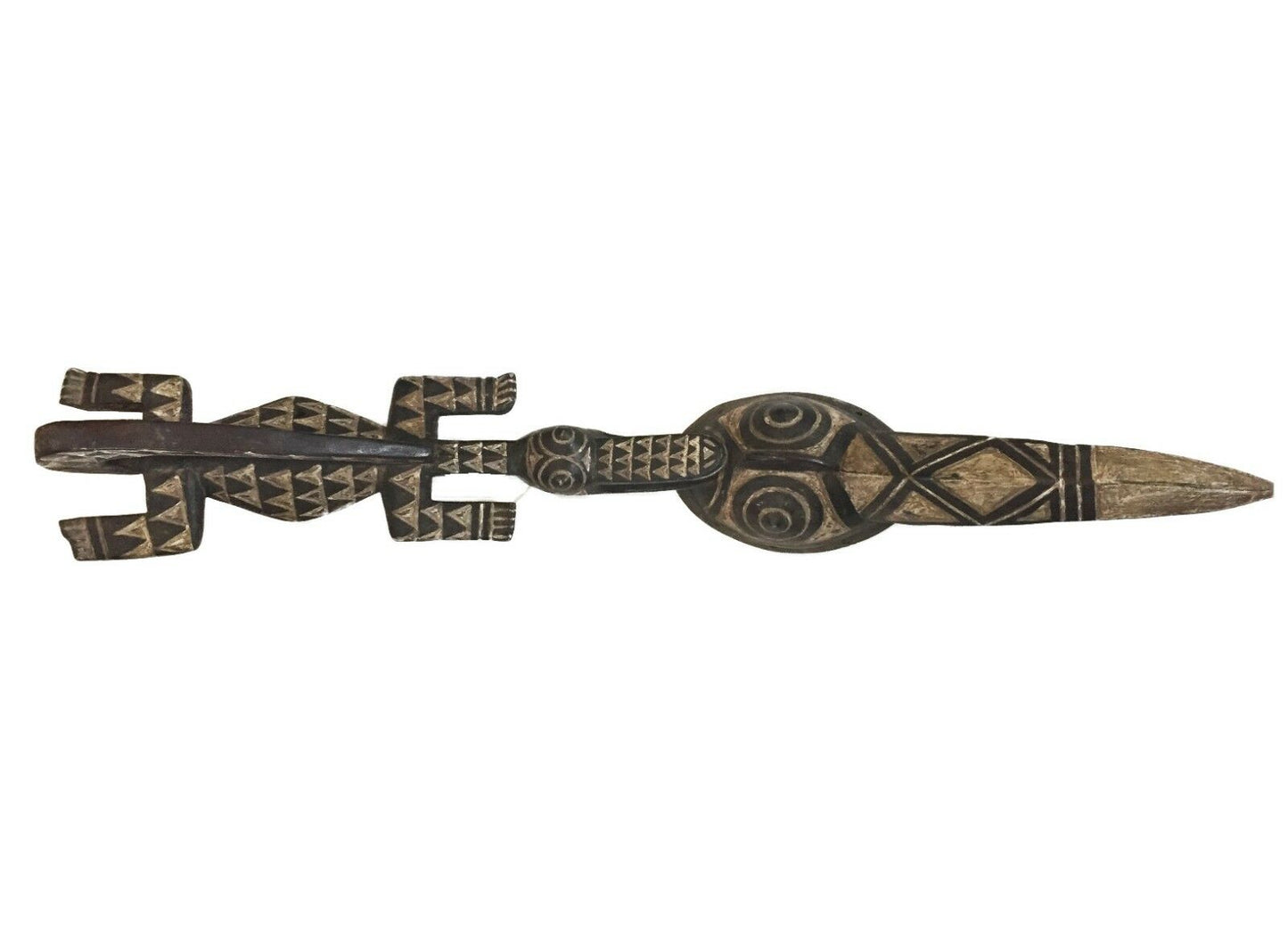 #1791 African Mask Crocodile & bird Bobo Mask Burkina Faso 40.5" W