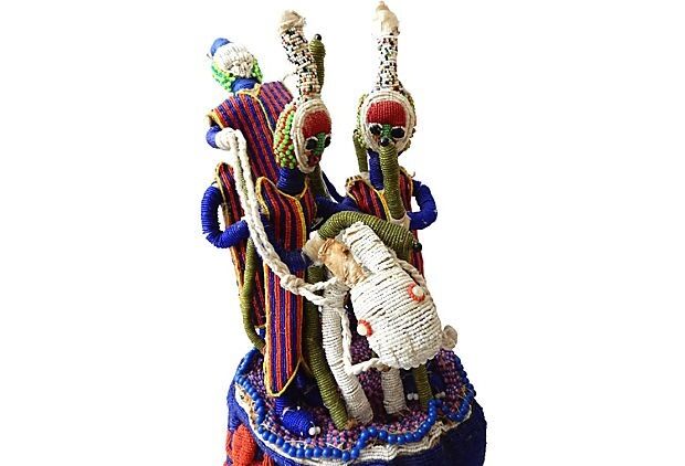 #2014 African Yoruba Beaded King Crown 24" H Nigeria