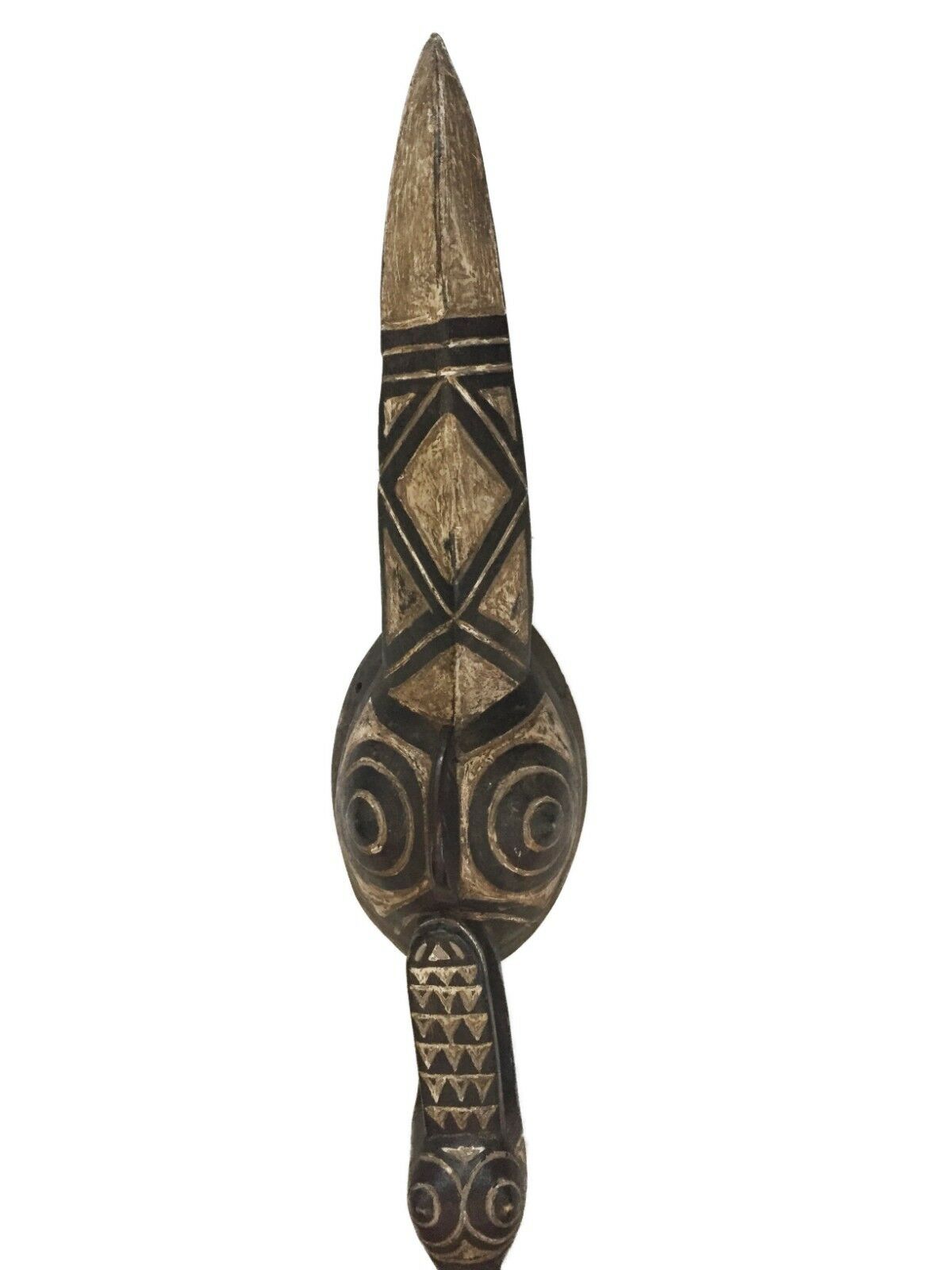 #1791 African Mask Crocodile & bird Bobo Mask Burkina Faso 40.5" W