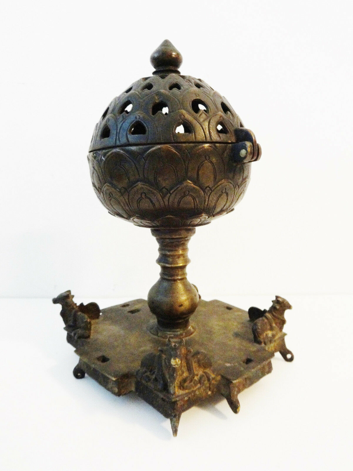 #989 Superb Rare 19th C Bronze Incense Burner India