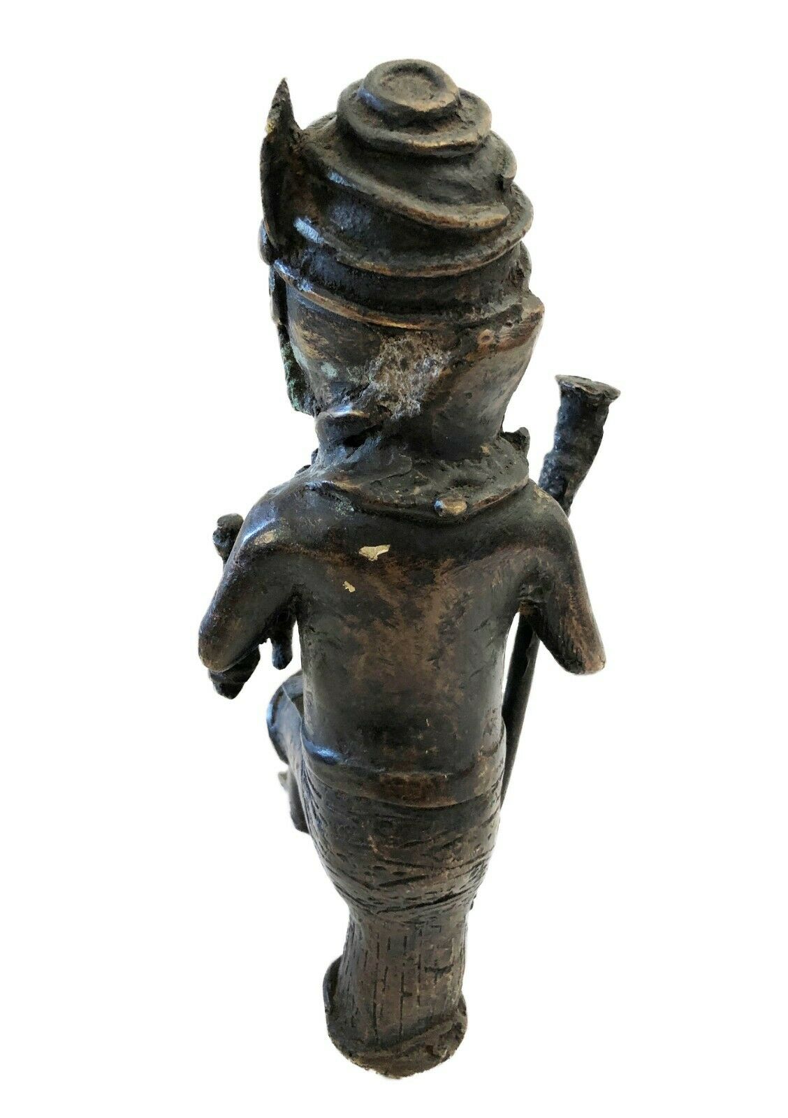 #90 Benin Bronze Oba King Soldier Musician Nigeria African 9" H by 5.25"