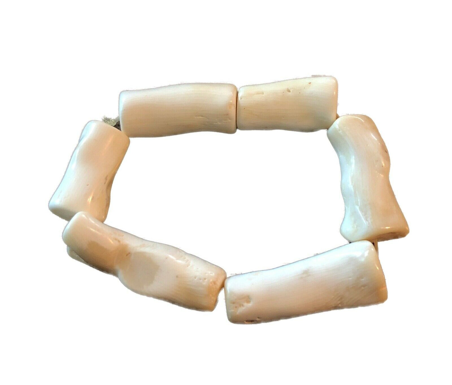 Superb Trade African Natural white Coral 6 Lg Beads Bracelet
