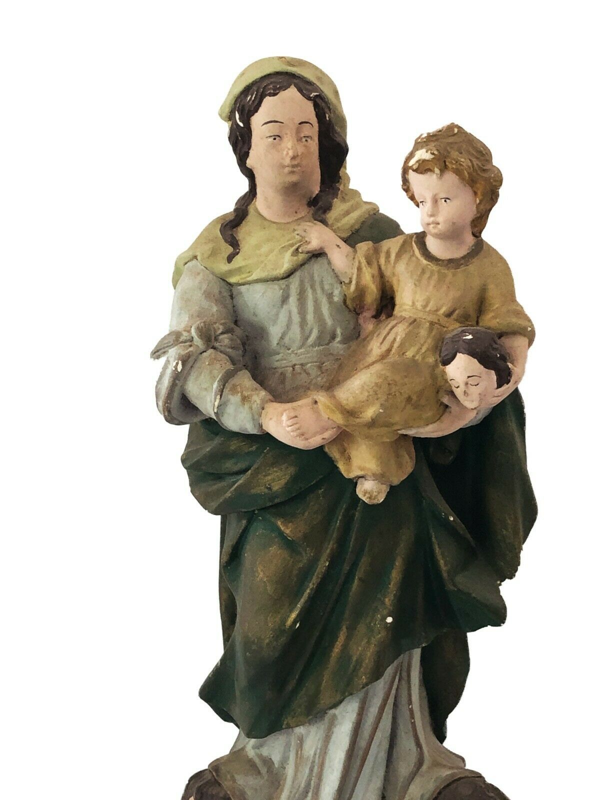 SUPERB RARE 1940 SANTOS LARGE MADONA HOLDING BABY JESUS 16.5" H