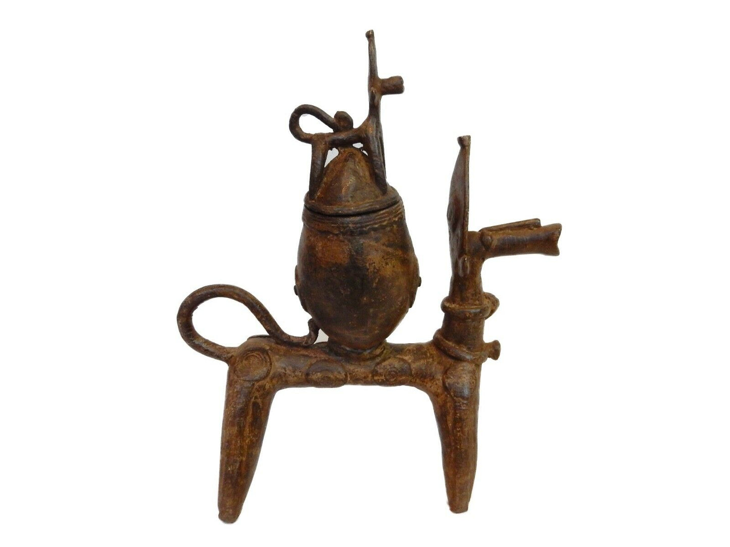 #132  Dogon Bronze Ceremonial Horse w/container 12.25" H by 9.75"w
