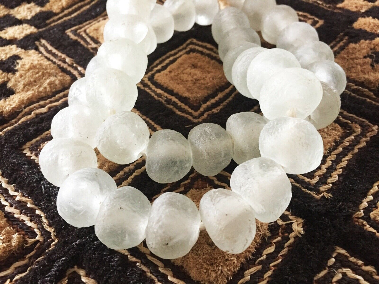 #587 African Jumbo GlassTrading Beads Necklace