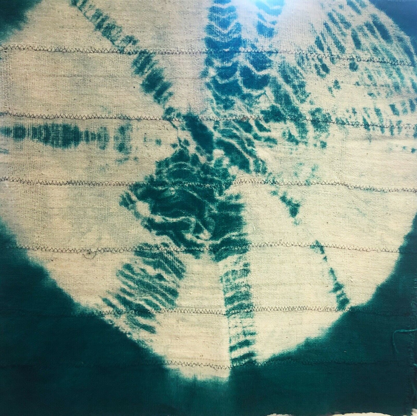 African Emerald Green & White Mud Cloth Textile Mali 40" by 60" # 296