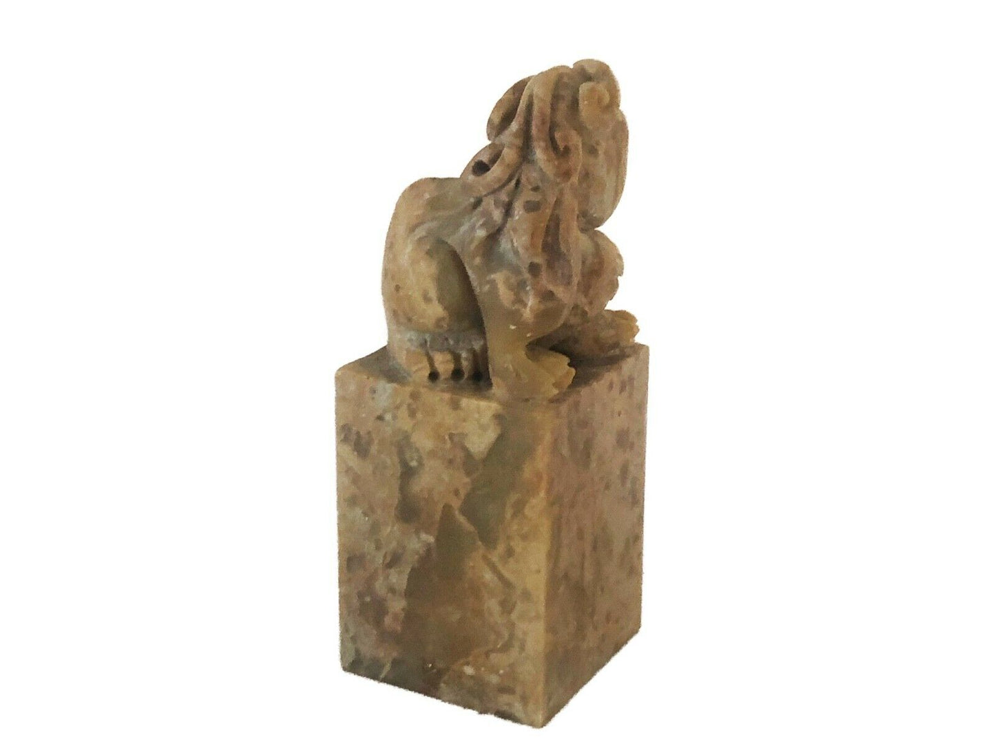 Superb Chinese Soap Stone Ink Stamp Seal W/ Foo/Fortune Dog 3.5" H