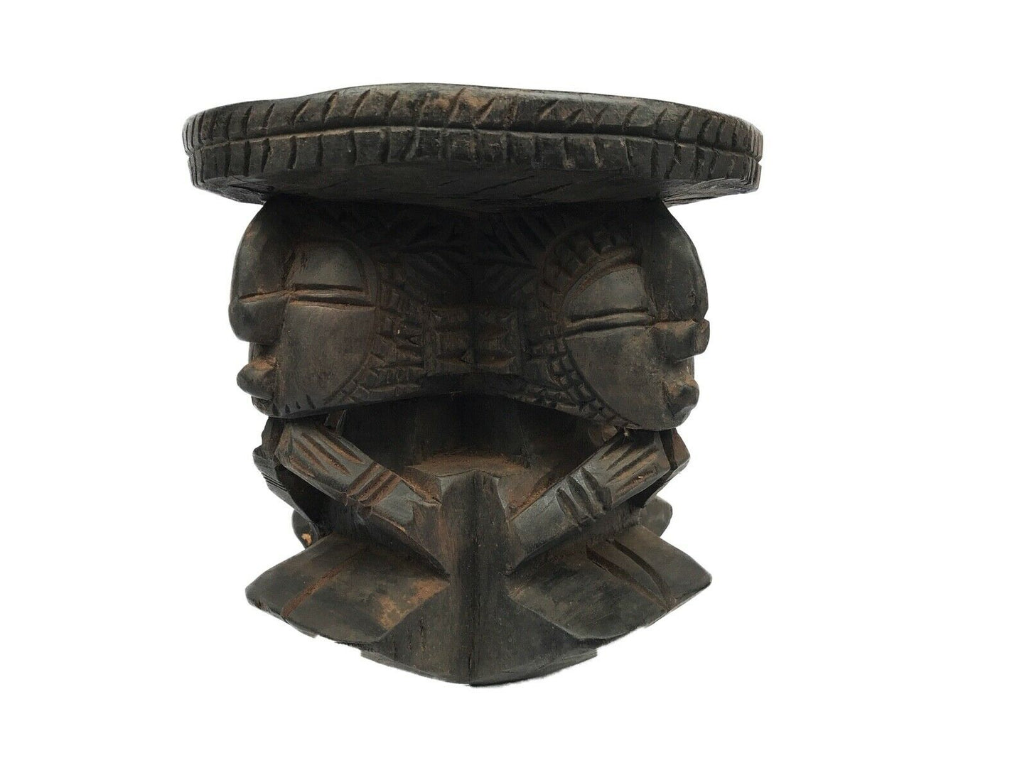 #150 Superb African Carved wood Baga Stool/Table Guinea 8.25" H by 8.75" D
