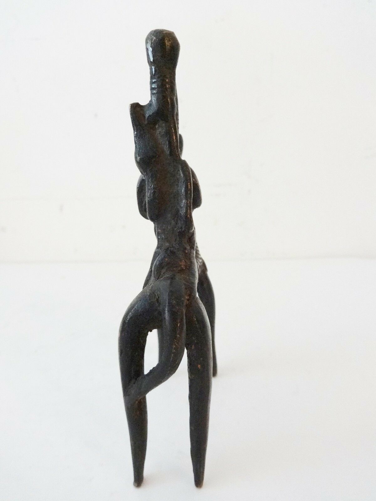 #H50 African Dogon Bronze Horseman Cast Handmade Mali 4" W by 5" H