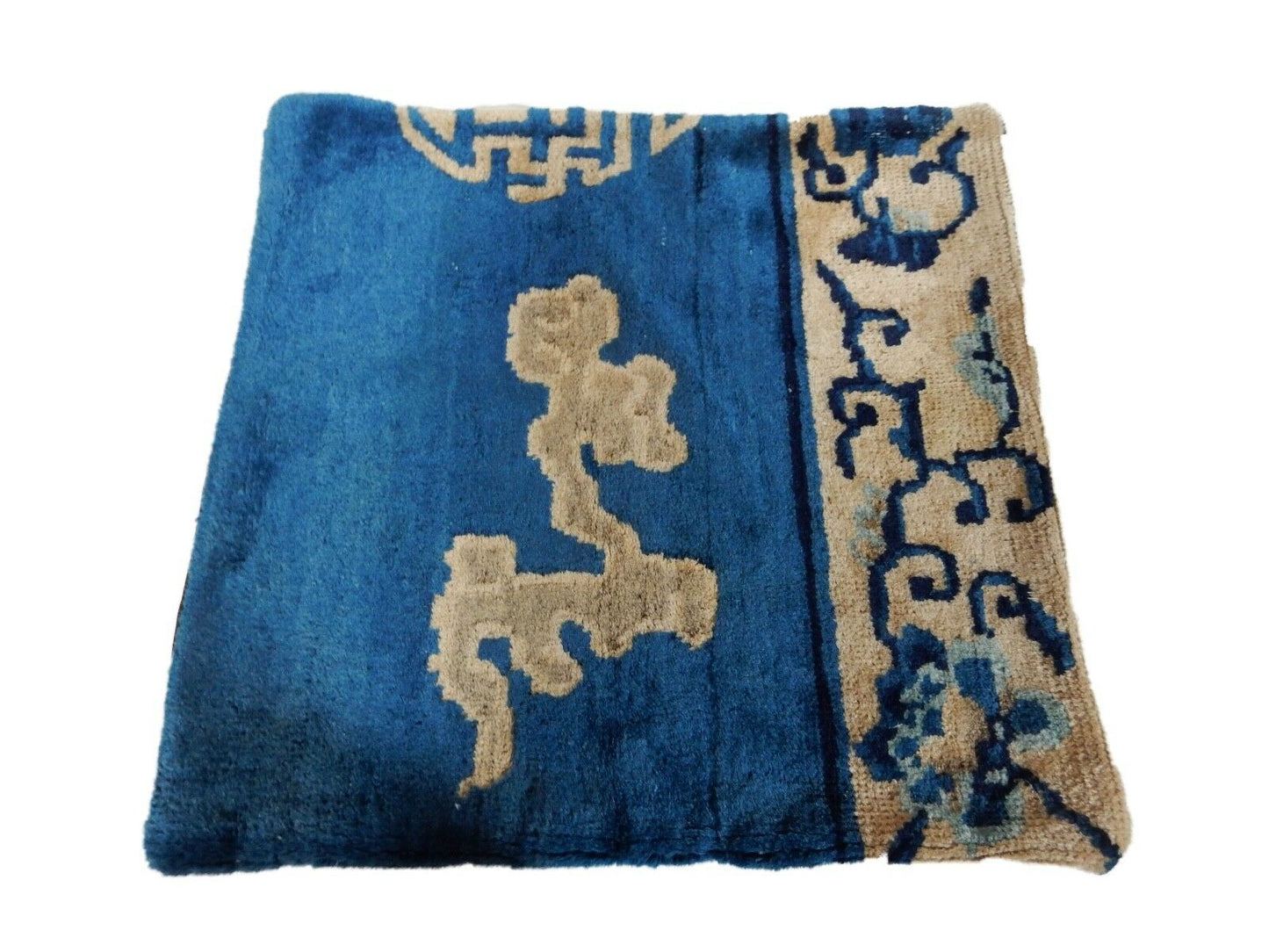 #pm54 Lg Antique Carpet Accent Dragon Pillow 22" by 22"