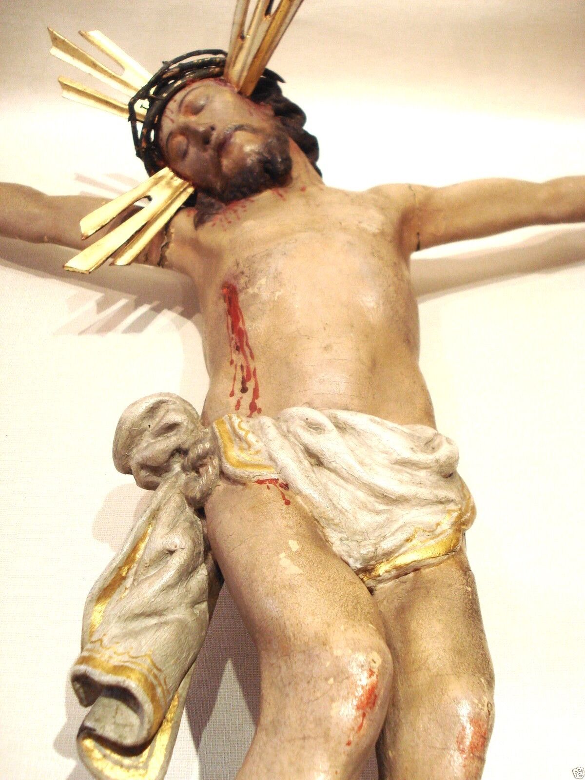 #2008 LG Austrian Santos Late 18th Carved Wood Jesus Christ Corpus Christi 30" 1/2 H