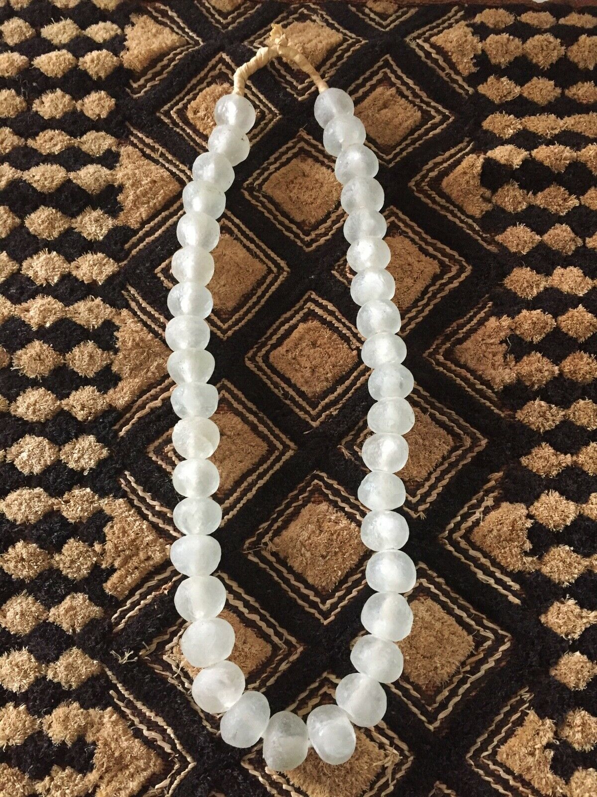 #587 African Jumbo GlassTrading Beads Necklace