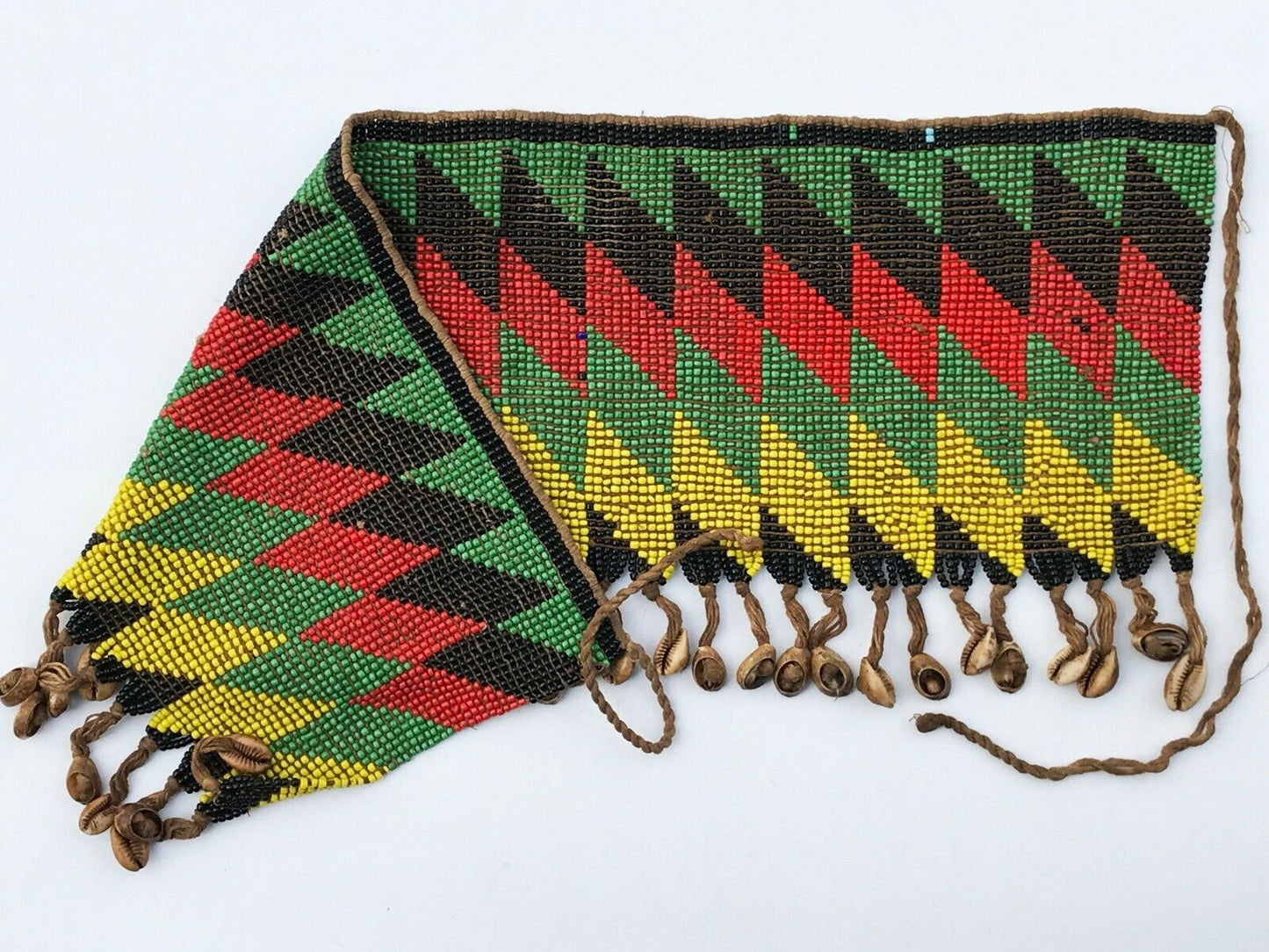 #459 Ceremonial Skirt Kirdi Beaded Cache Sex Pikuran Cameroon 20" W by 8"H