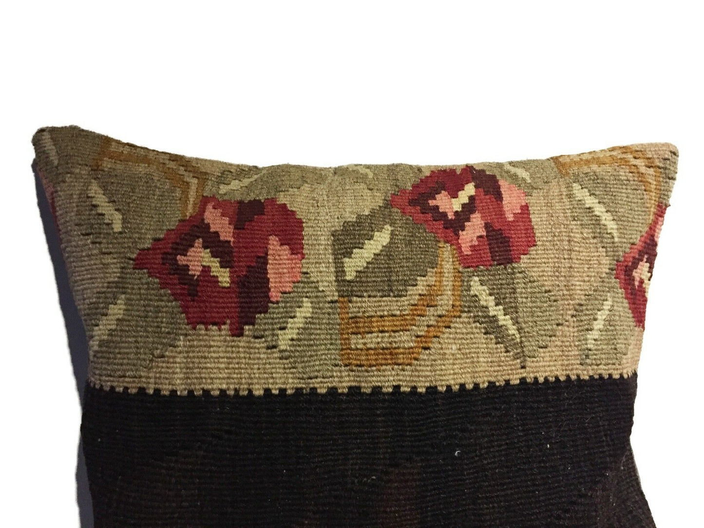 #1744 Superb Custom Made Old Turkish Tribal Kilim Pillow 20" by 20"