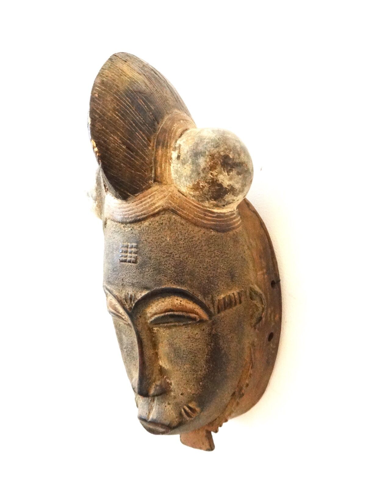 #BA99 Superb African Baule Portrait Mask Cote D'ivoire 14.5" H