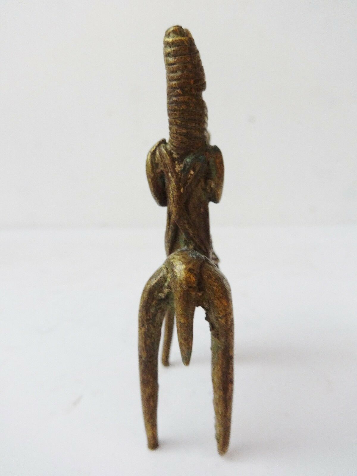 #992  African Dogon Bronze Horseman Cast Handmade Mali 3 3/4" W by 3 1/4" H