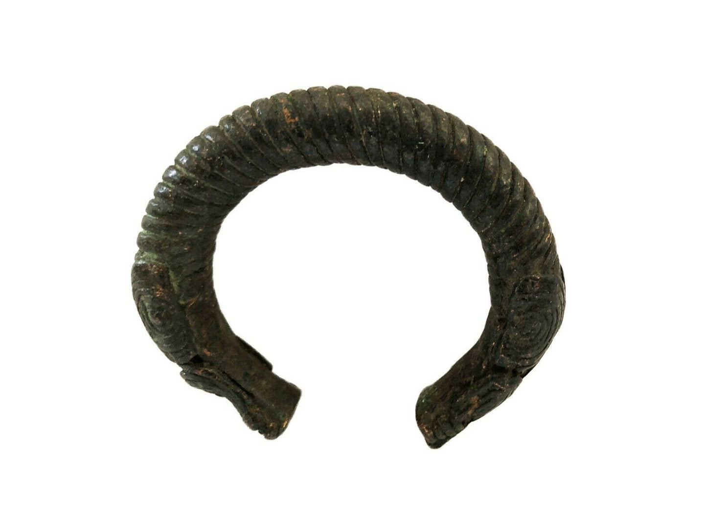 #2215 Old Trade Currency Bronze Bracelet Gan Burkina Faso W/Snake 3" W