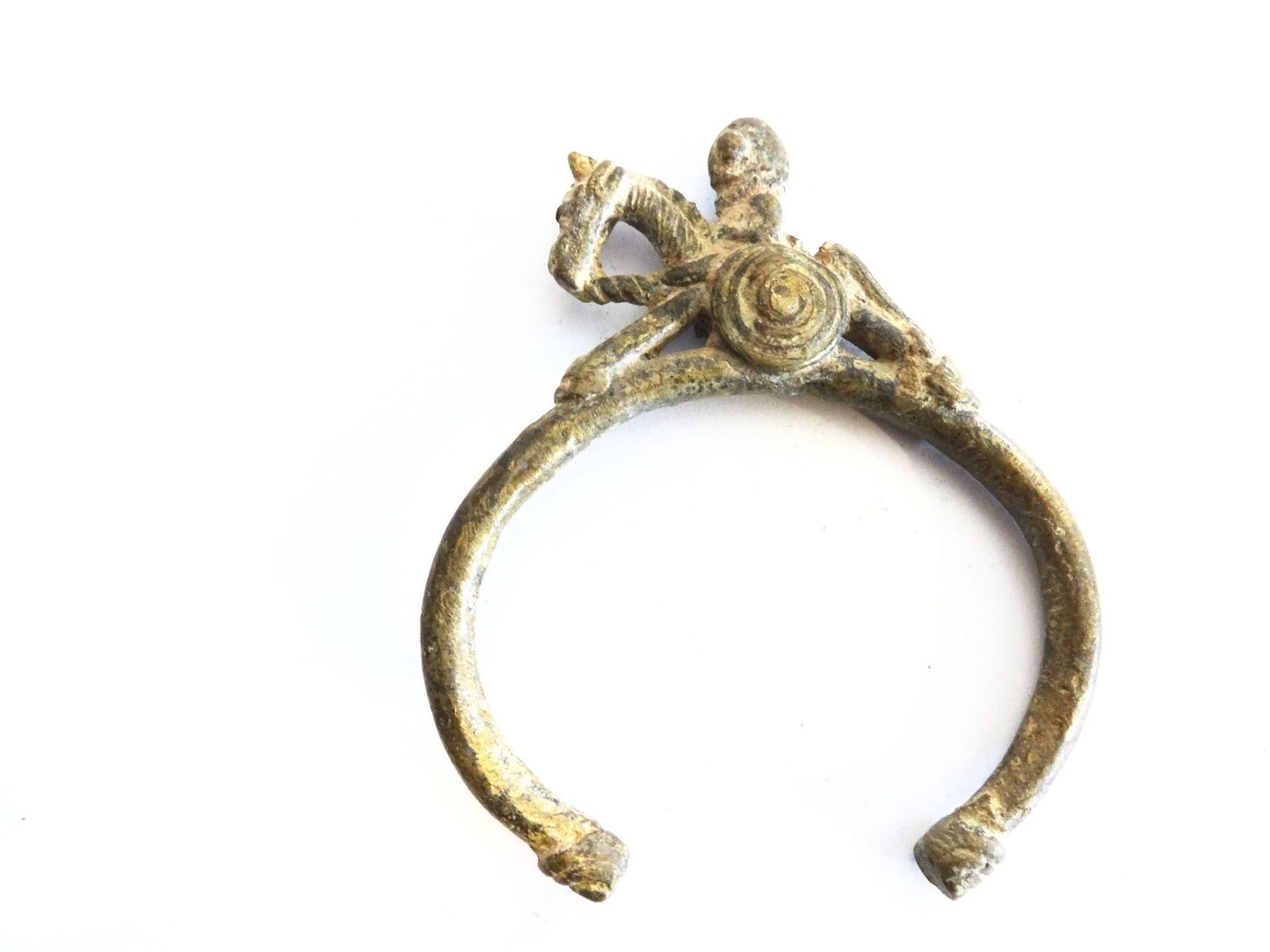 #1961 African Dogon bronze Bracelet w/ a horseman/ equestrians figure Mali Gold Weight