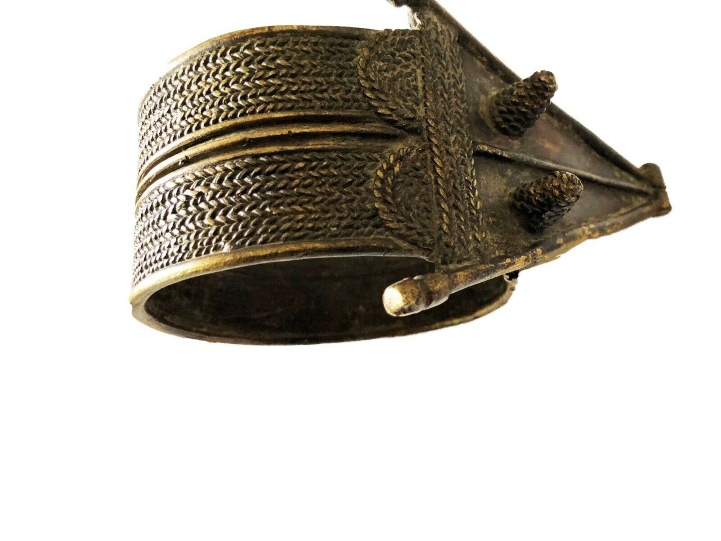 #2212 Exquisite Bronze Bracelet Gan Burkina Faso w / Crocodile 5.25 " W