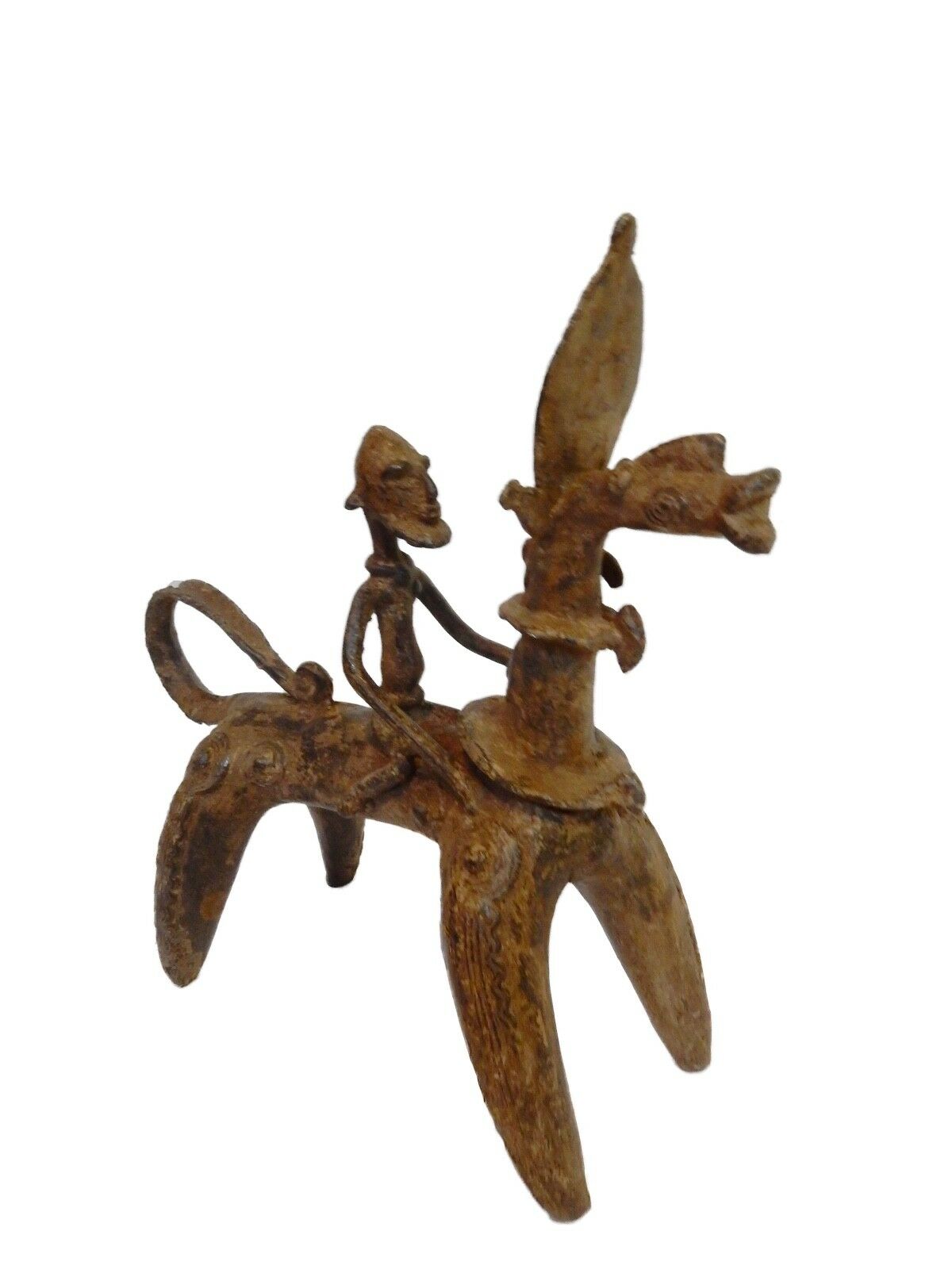 #HOR119  Superb African Dogon Bronze Horseman  11" H by 11.5"W