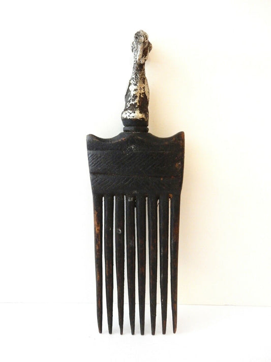 #1955 African Baule I.Coast Comb W/ Bird Head Sculpture