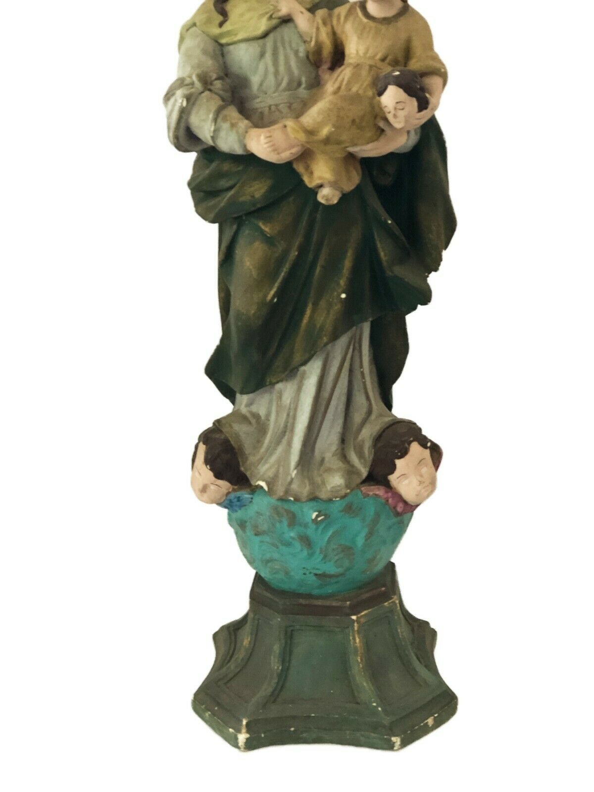 SUPERB RARE 1940 SANTOS LARGE MADONA HOLDING BABY JESUS 16.5" H