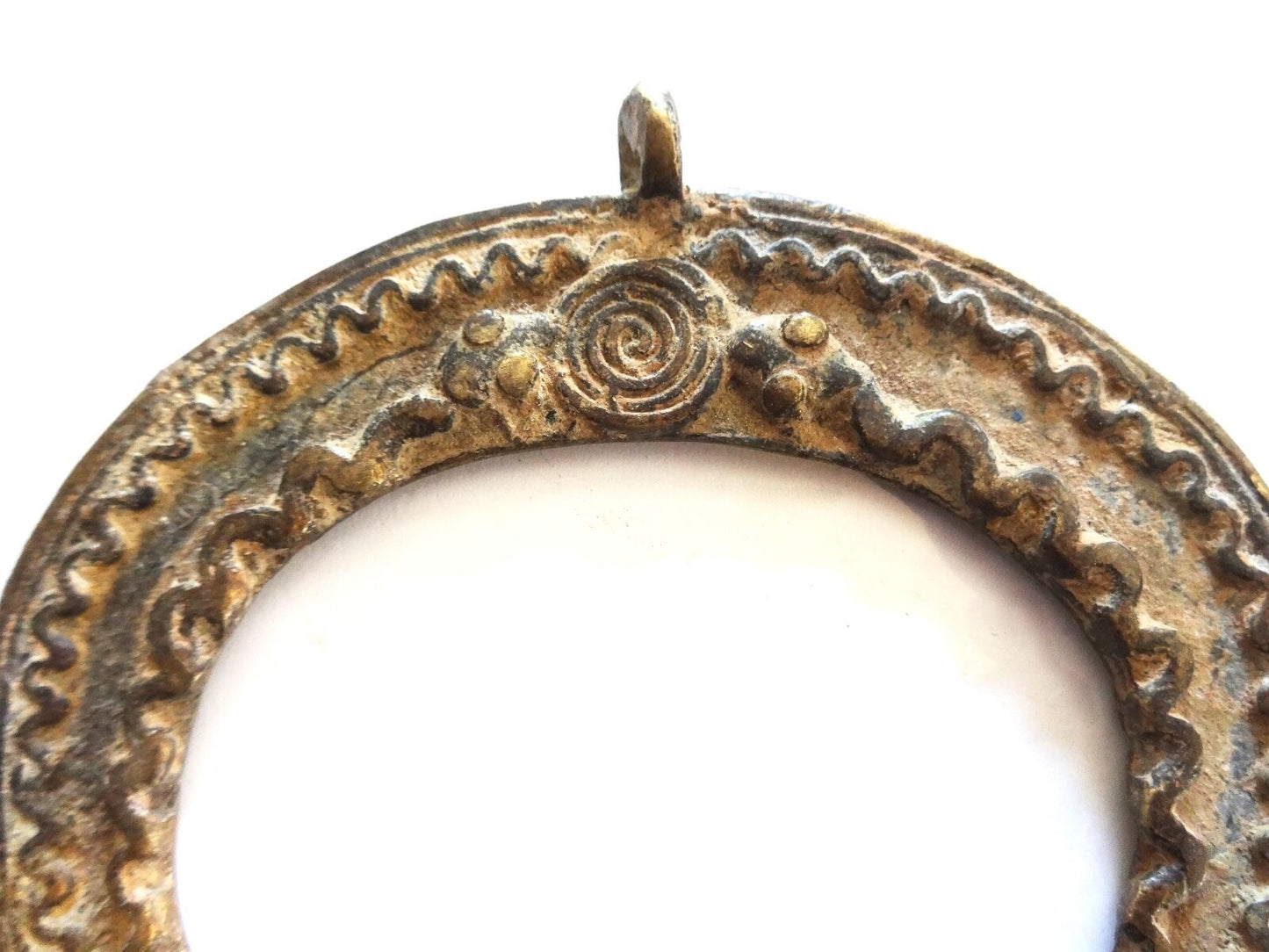 #1013 Superb Lobi Bronze Amulet Pendant of two Serpents Burkina Faso-AFRICA 3.5"W
